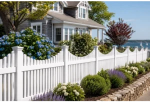 Scalloped Highland Vinyl fence