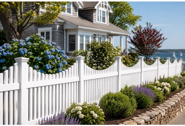 Scalloped Highland Vinyl fence